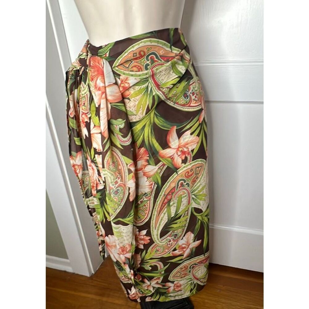 Tropical Floral Wrap Skirt Size Small Multi Way Cover Up